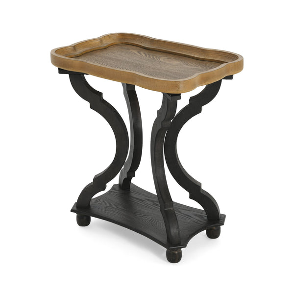 English Elm Christopher Knight Home® - End Hourglass Accent Table with Lipped Rectangular Top, French Country Firwood Charm and Elegance Black+Natural N771P223027B