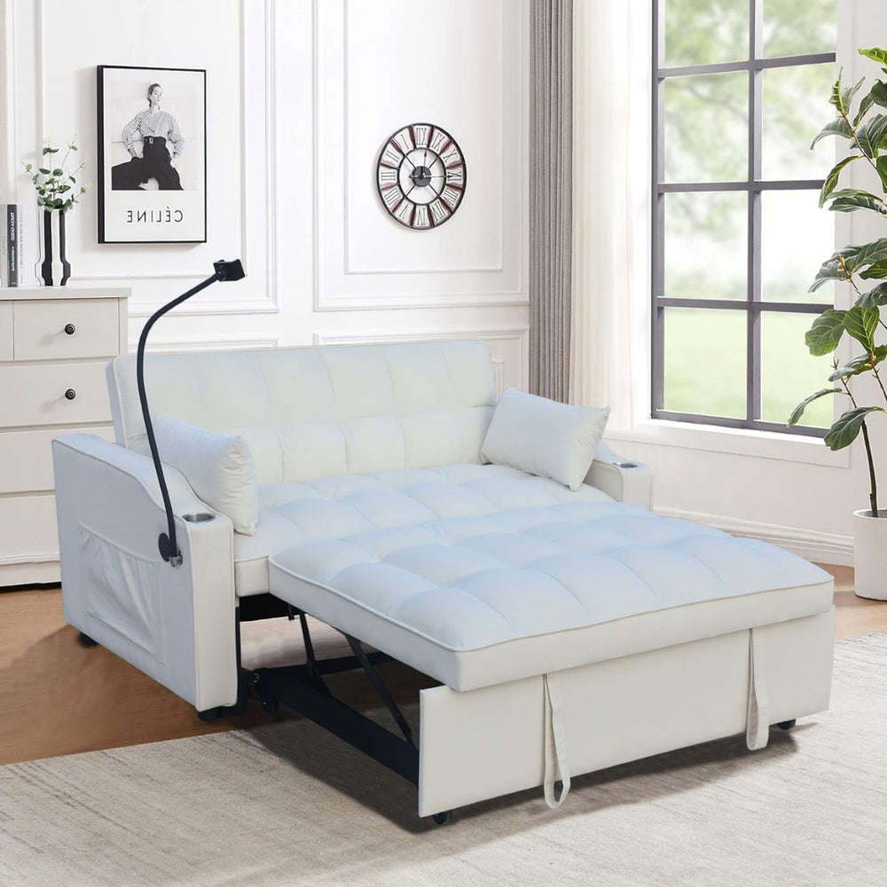 English Elm Modern Velvet Convertible Loveseat Sleeper Sofa with Reclining Backrest for Small Spaces W311P195249