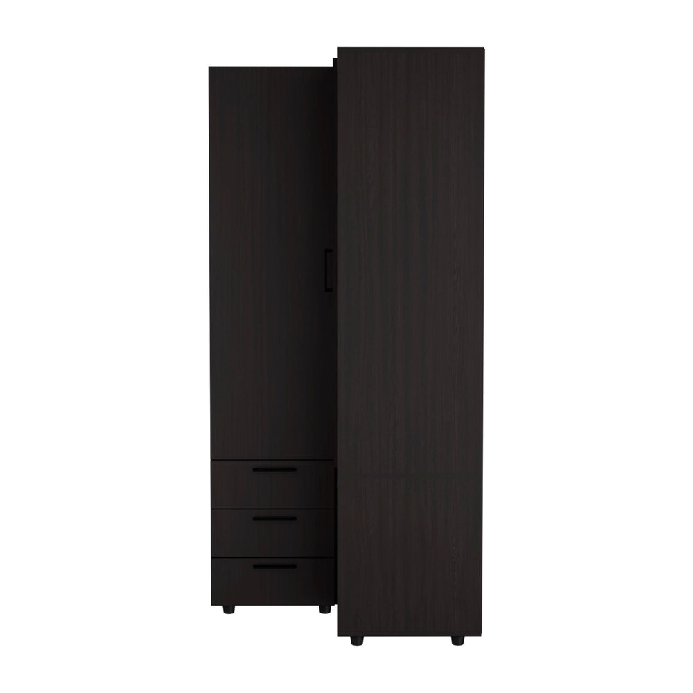 English Elm Ursine Corner Armoire Black — Space-Saving Engineered Wood Wardrobe with Multiple Compartments, Durable Elegance B092S00296