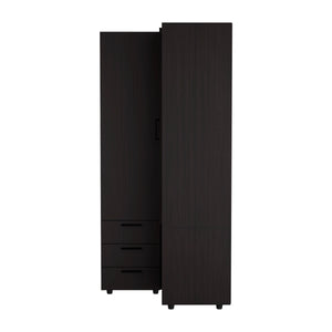 English Elm Ursine Corner Armoire Black — Space-Saving Engineered Wood Wardrobe with Multiple Compartments, Durable Design B092S00296