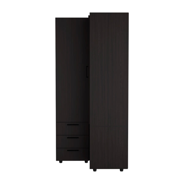 English Elm Ursine Corner Armoire Black — Space-Saving Engineered Wood Wardrobe with Multiple Compartments, Durable Design B092S00296