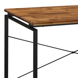 English Elm Oak Modern Writing Desk with Oak Top and Black Metal Sled Base — Spacious Industrial Home Office Centerpiece B062P184531