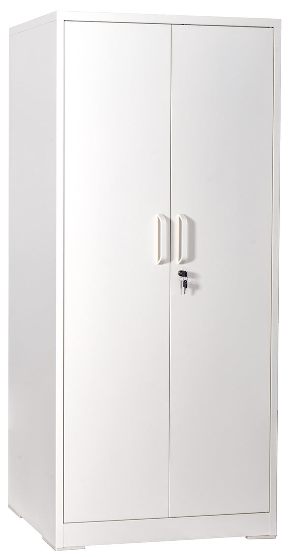 English Elm Container Furniture Direct Ironclad Steel Locking Cabinet with Adjustable Shelves for Garage Cream White B2735P461946