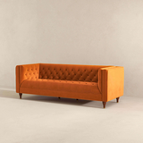 English Elm Ashcroft Furniture - Evelyn Mid Century Modern Burnt Orange Velvet Luxury Chesterfield Sofa