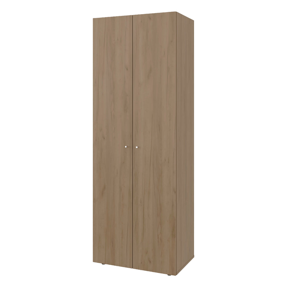 English Elm Natural Oak Wardrobe Cabinet - Stylish 2-Door Design With 4 Adjustable Shelves For Optimal Storage B062P373784