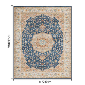 English Elm Premier Navy Traditional Patterned Low Pile Area Rug for Living Room or Entryway B186P479375