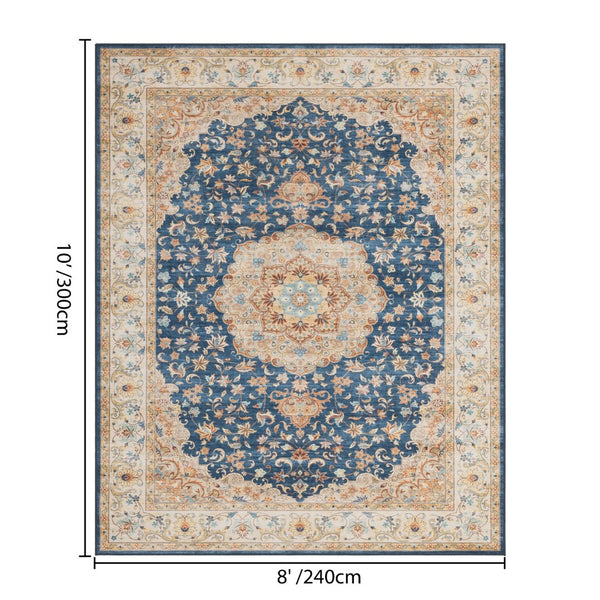 English Elm Premier Navy Traditional Patterned Low Pile Area Rug for Living Room or Entryway B186P479375