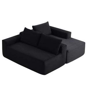 English Elm 104" Corduroy Modular Sectional Sofa with Chaise Side Pockets Ready for Living Rooms W3975S00048