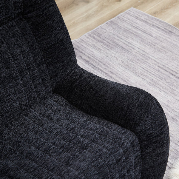 English Elm Bean Bean Bag Chair with Armrests Ergonomic Chenille Lounge Seat Filled with High-Resilience Sponge Black W3434P329809