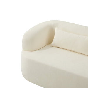 English Elm [new]86" Chenille Cloud Sofa Curved Legless 3-seater with Pocket Springs for Living Room Beige N723P404465A
