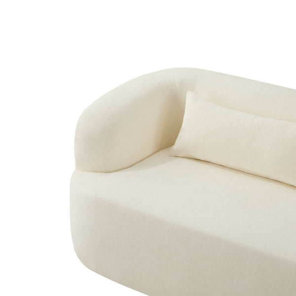 English Elm [new]86" Chenille Cloud Sofa Curved Legless 3-seater with Pocket Springs for Living Room Beige N723P404465A
