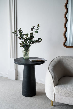 English Elm 22x22x25.5" Magnesium Round Side Table in Black — Pedestal Base, Versatile Nightstand & Accent Piece W2078P203271