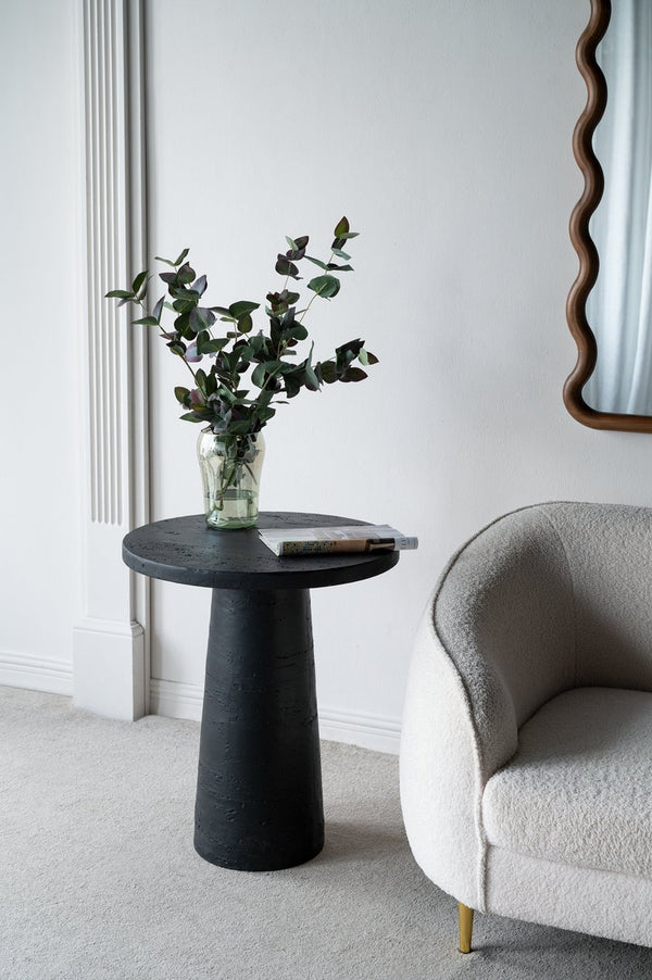 English Elm 22x22x25.5" Magnesium Round Side Table in Black — Pedestal Base, Versatile Nightstand & Accent Piece W2078P203271