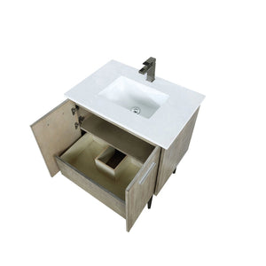 English Elm Rustic Acacia Bath Vanity With White Quartz Top & Gun Metal Faucet – Timeless Charm & Storage Solutions B2731P259601-GIGA