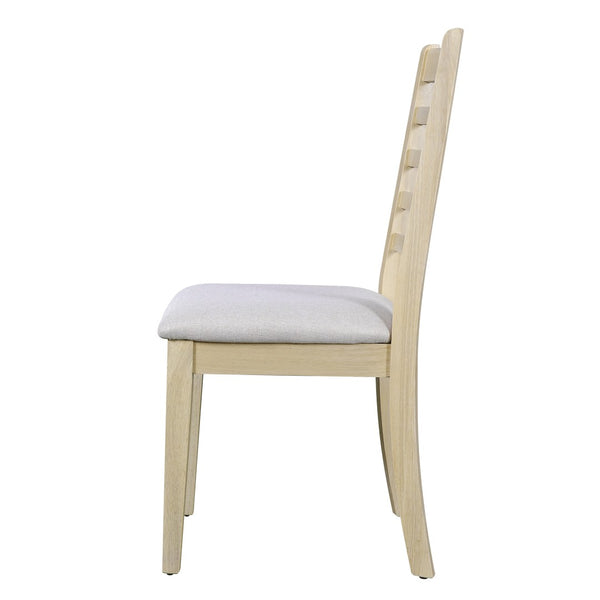 English Elm Farmhouse Ladder Back Dining Chairs Rubberwood Frame Upholstered Seat Set of 2 Natural+Beige N752P272063N