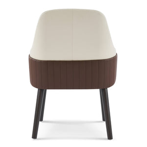 English Elm Indoor Two-tone Fabric Armchair Set Curved Back Ergonomic Dining Accent Seating Beige,Brown N779P370716L