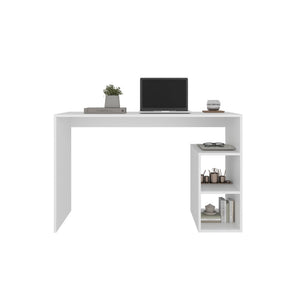English Elm Solid Freestanding Writing Desk with Three Open Shelves for Modern Home Office Study White B070P487576