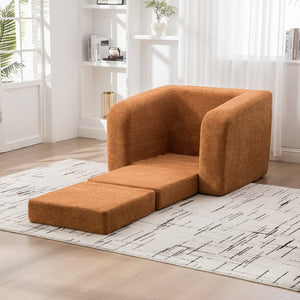 English Elm 40" Chenille Cloud Floor Chair Convertible Sleeper Sofa Lounge for Dorm Apartment Bedroom Orange W3118P388896