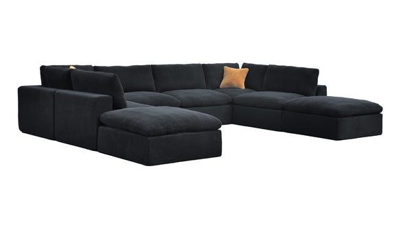 English Elm Coffee Bean Textured Upholstery Modular Sectional Low Profile Sofa with Toss Pillows Dark Gray B2748S00082
