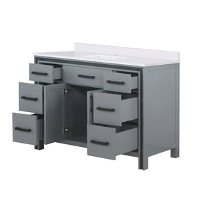 English Elm Dark Grey Bath Vanity 48"W X 22"D With Durable Cultured Marble Top & Ample Storage Solutions B2731P260696