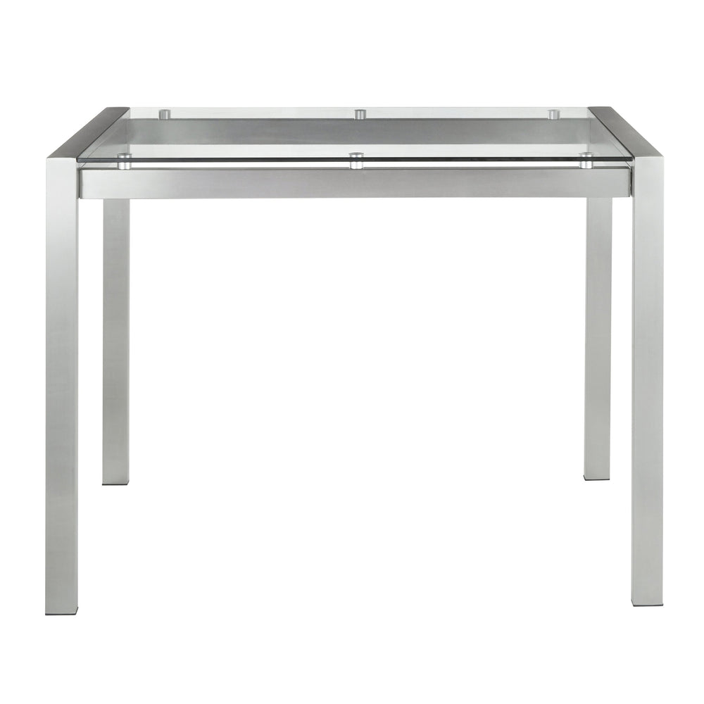 English Elm Fuji Contemporary Counter Table - Sleek Stainless Steel & Clear Glass For Modern Dining Spaces B202P223307