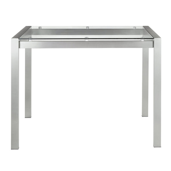 English Elm Fuji Contemporary Counter Table - Sleek Stainless Steel & Clear Glass For Modern Dining Spaces B202P223307