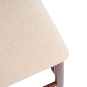 English Elm Lois Rubberwood Counter Stools Set of 2 Beige Upholstered Seats Walnut Frame N775P369557D