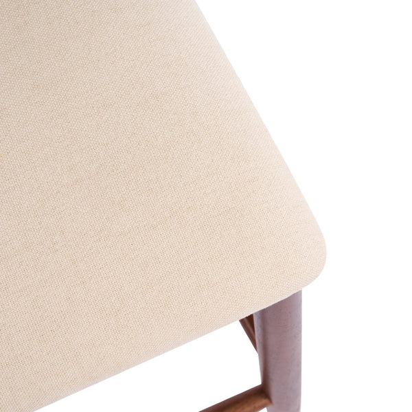 English Elm Lois Rubberwood Counter Stools Set of 2 Beige Upholstered Seats Walnut Frame N775P369557D