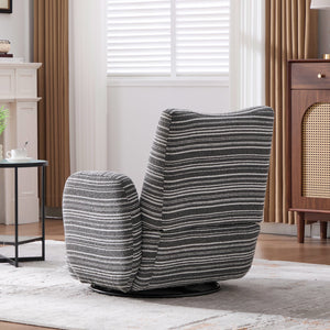 English Elm Modern Boucle 360° Swivel Leisure Chair with High‑Resilience Sponge, Supportive Curve, 550lb Capacity Dark Gray W395P355513