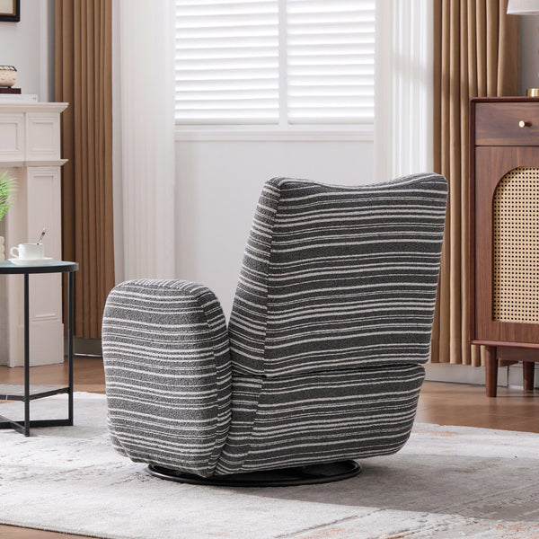 English Elm Modern Boucle 360° Swivel Leisure Chair with High‑Resilience Sponge, Supportive Curve, 550lb Capacity Dark Gray W395P355513