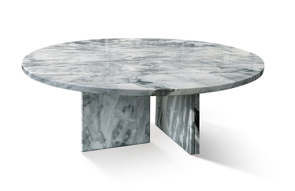 English Elm Blue Gray Marble Coffee Table Set - Elegant Natural Stone Design For Living Room, 27.6 & 17.7 Inch W1696P262766
