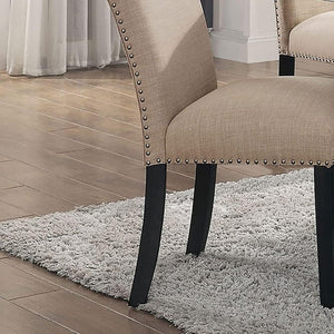 English Elm Light Gray Flannelette Counter Dining Chairs Nailhead Trim Ladder Back Set of Two B2741P416575