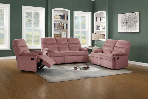 English Elm Recliner Velvet Tufted Loveseat with Manual Side Handle, Plush Arm Pillows for Ultimate Comfort and Style Pink 73 L x 31 W x 26 H B089P240501