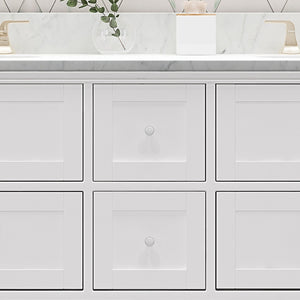 English Elm Christopher Knight Home® - 60'' 60" Double Vanity Cabinet White Wood with 4 Soft-Closing Drawers, Zinc Handles, Open Back for Plumbing (60.25"W x 21.75"D x 35.5"H) 65297.00