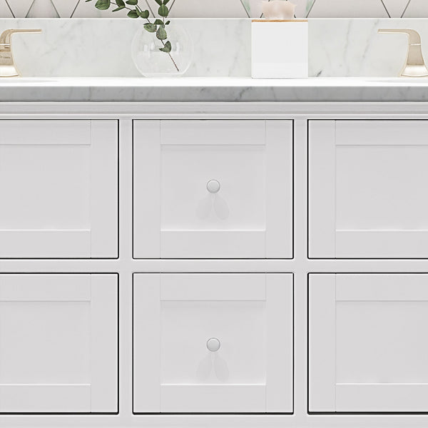 English Elm Christopher Knight Home® - 60'' 60" Double Vanity Cabinet White Wood with 4 Soft-Closing Drawers, Zinc Handles, Open Back for Plumbing (60.25"W x 21.75"D x 35.5"H) 65297.00
