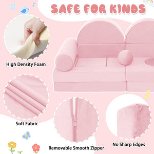 English Elm 14pcs Modular Foam Play Couch Set Convertible Toddler Fort Builder for Playrooms Pink T5880P493429