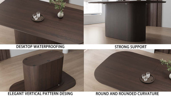 English Elm 63 Stylish Medieval Modern Dining Table & 4 Ergonomic Pu Chairs Set For Home & Kitchen Elegance W2189S00697