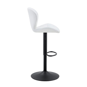 English Elm Set of 2 Tufted Pu Swivel Barstools Adjustable Height White Cushioned Kitchen Seating W3875P382614
