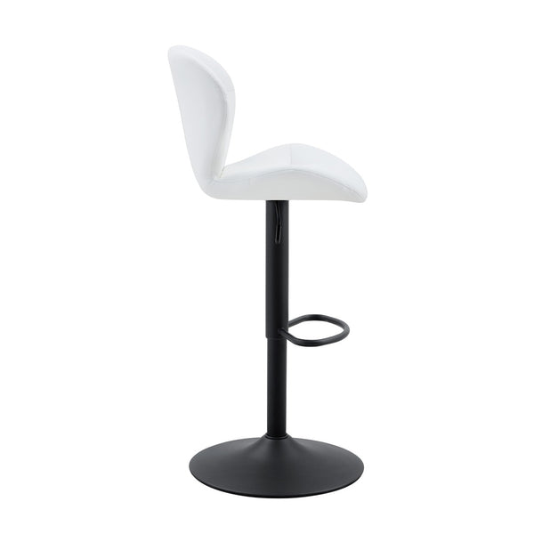 English Elm Set of 2 Tufted Pu Swivel Barstools Adjustable Height White Cushioned Kitchen Seating W3875P382614
