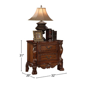 English Elm Wooden Nightstand With 2 Drawers In Rich Cherry Oak Finish – Elegant Storage For Timeless Charm B016P252905-GIGA