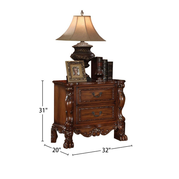 English Elm Wooden Nightstand With 2 Drawers In Rich Cherry Oak Finish – Elegant Storage For Timeless Charm B016P252905-GIGA