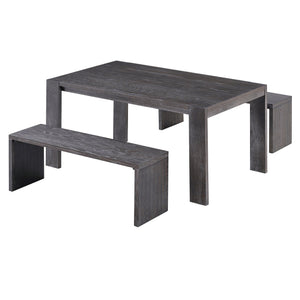 English Elm TREXM 3-Piece Farmhouse Dining Set with Slide-In Benches, Oak Veneer MDF Top, Sturdy Rubberwood Legs ST000134AAP