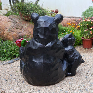English Elm Outdoor Resin Bear and Cub Planter Sculpture Lifelike Garden Lawn Statue Decor W5398P455471