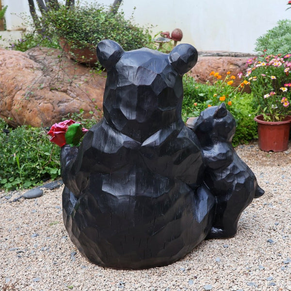 English Elm Outdoor Resin Bear and Cub Planter Sculpture Lifelike Garden Lawn Statue Decor W5398P455471