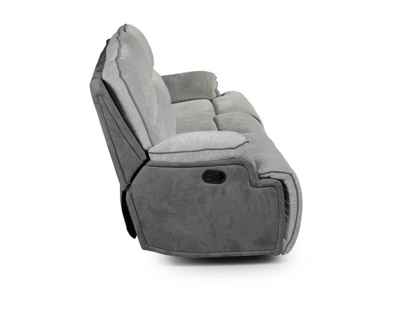 English Elm Steve Silver - Cyprus Plush Recliner Sofa Gray Two-Tone Cloud & Shadow Grey Fabric Pocketed Coil Memory Foam Comfort 85.5"L x 33.8"W x 29.5"H B081P157597