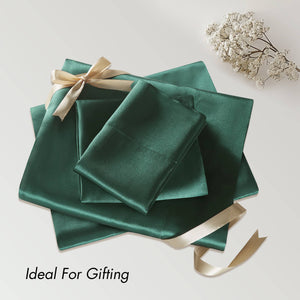 JLA Home Madison Park Essentials - Luxury Satin 6 PC Sheet Set — OEKO-TEX Certified, Wrinkle-Resistant, Silky Smooth for Beauty Sleep Emerald MPE20-1146