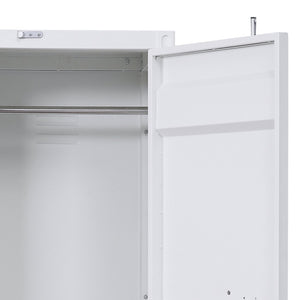 English Elm White Industrial Wardrobe with Full-Length Container Lock, Metal Shelf & Rod, Secure Modern Storage B062P185726