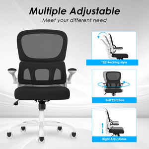English Elm Soohow Mesh Ergonomic Office Chair with Lumbar Support, Flip Armrests, Breathable Comfort & Tilt Adjustability Black,White T3623P380860
