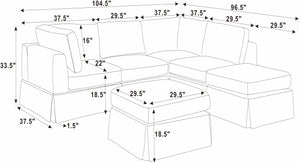 English Elm 6-Piece Upholstered Sectional Sofa - Versatile Modular Design For Cozy Family Spaces & Easy Maintenance B343S00017