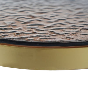 English Elm Tavola Modern Round Coffee Table Set with Walnut Veneer & Ripple Glass—Sturdy Two-Piece, Scratch-Resistant B341P321122